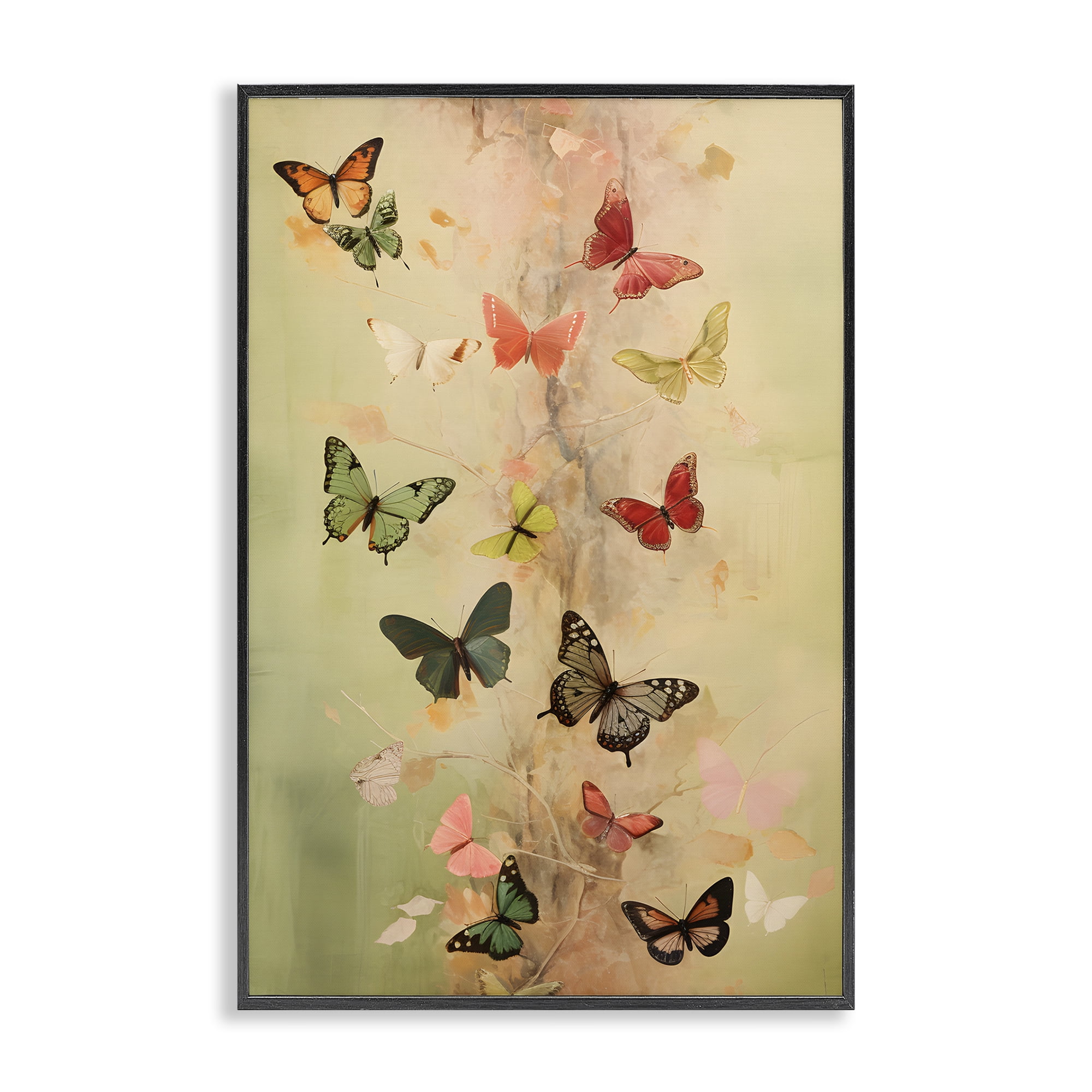 Stupell Industries Fluttering Butterfly Array Animals & Insects Painting Black Framed Art Print Wall Art, 12 x 18