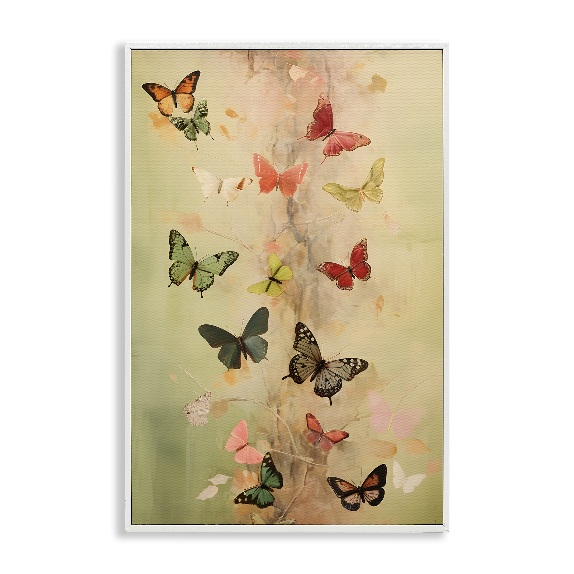 Stupell Industries Fluttering Butterfly Array Animals & Insects Painting White Framed Art Print Wall Art, 20 x 30