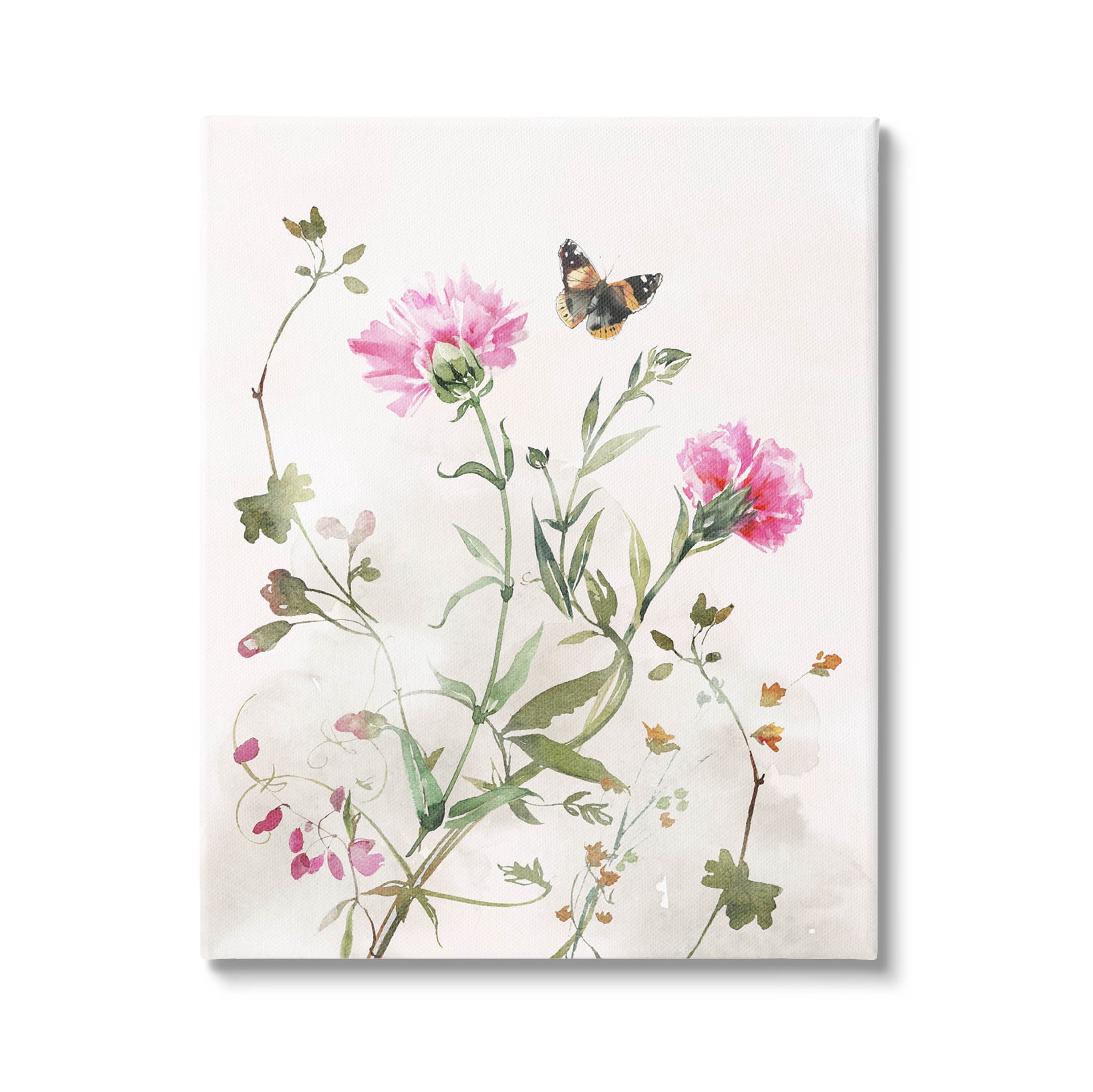 Stupell Industries Fluttering Butterfly Garden Blooms Graphic Art Gallery Wrapped Canvas Print Wall Art, Design by Nina Blue