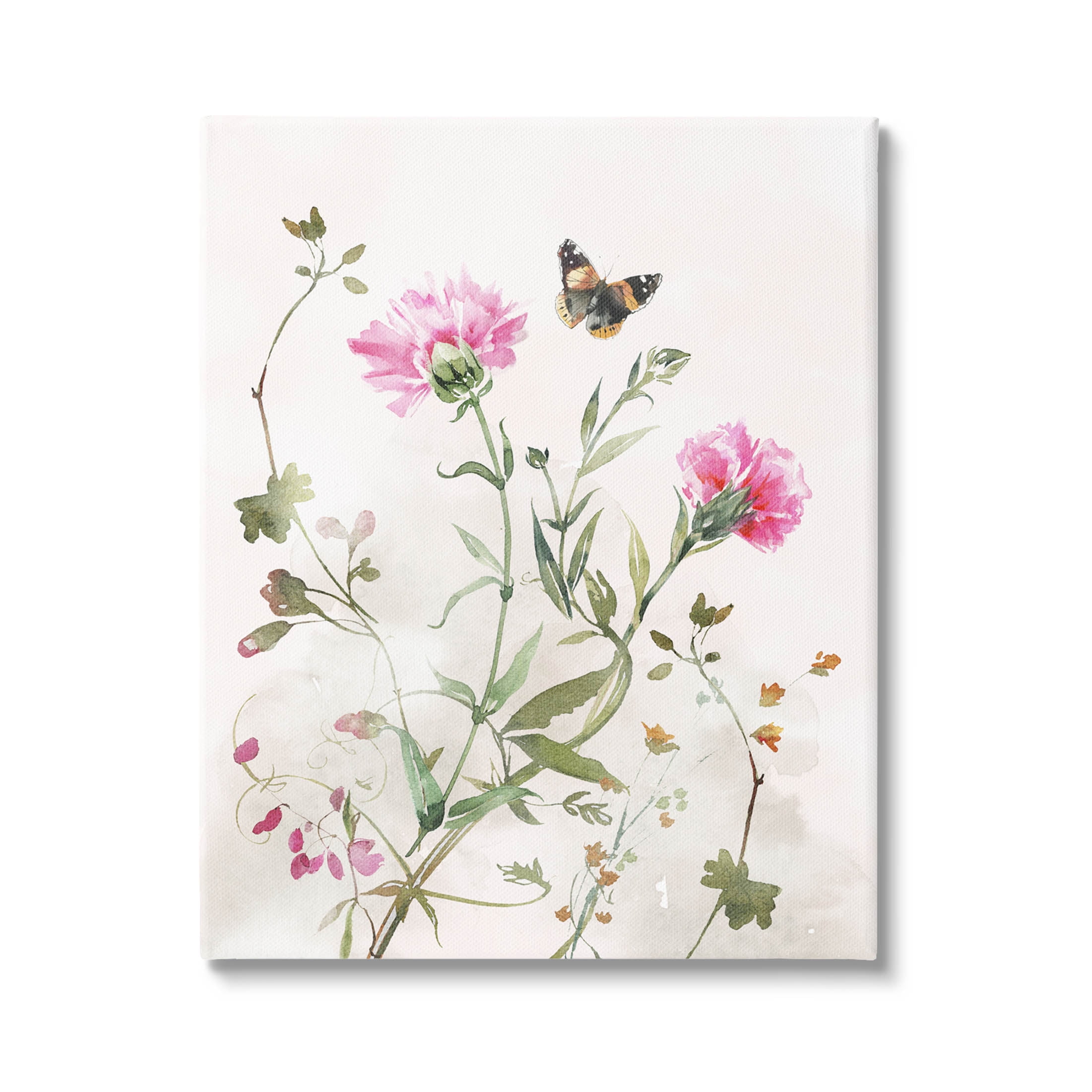 Stupell Industries Fluttering Butterfly Garden Blooms Graphic Art Gallery Wrapped Canvas Print Wall Art, Design by Nina Blue
