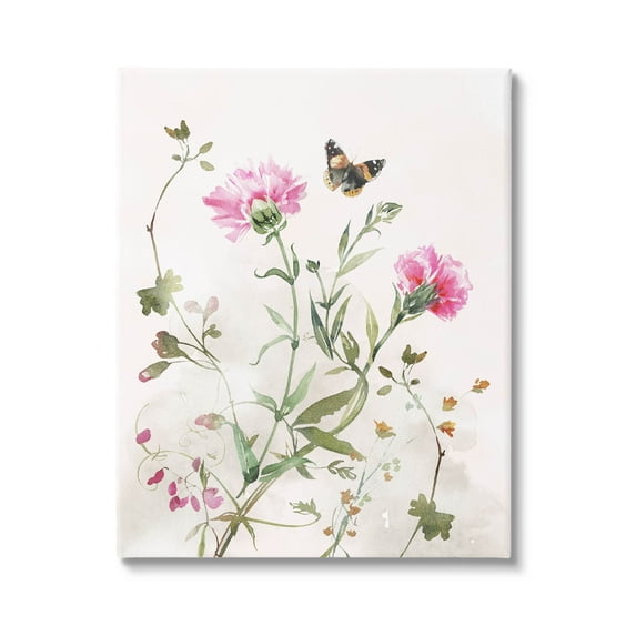 Stupell Industries Fluttering Butterfly Garden Blooms Graphic Art Gallery Wrapped Canvas Print Wall Art, Design by Nina Blue