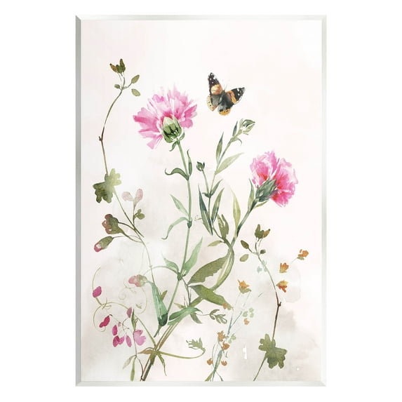 Stupell Industries Fluttering Butterfly Garden Blooms Graphic Art Unframed Art Print Wall Art, Design by Nina Blue
