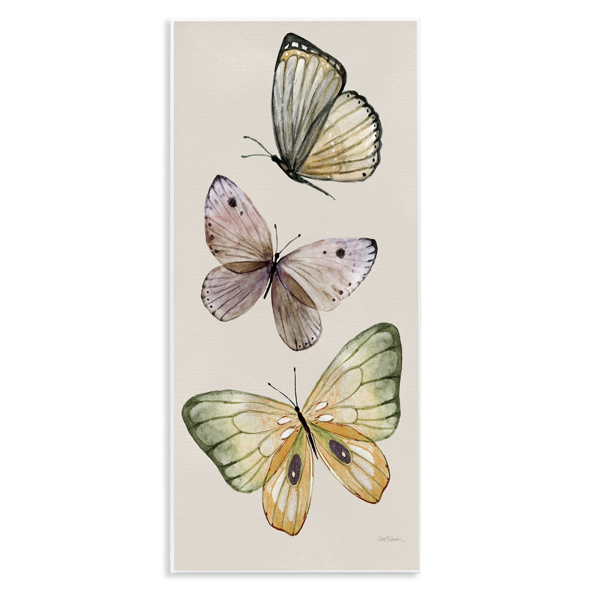 Stupell Industries Fluttering Butterfly Trio Animals & Insects Painting Unframed Art Print Wall Art, 7 x 17