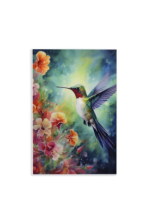 Industries Fluttering Hummingbird & Radiant Blossoms Wall Plaque Art, design by Creative Studio