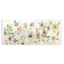 Stupell Industries Fluttering Insects & Florals Plants & Flowers Painting Unframed Art Print Wall Art, 17 x 7