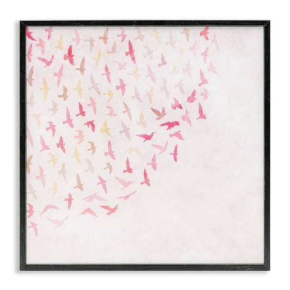 Stupell Industries Fluttering Pink Birds Animals & Insects Painting Black Framed Art Print Wall Art, 17 x 17