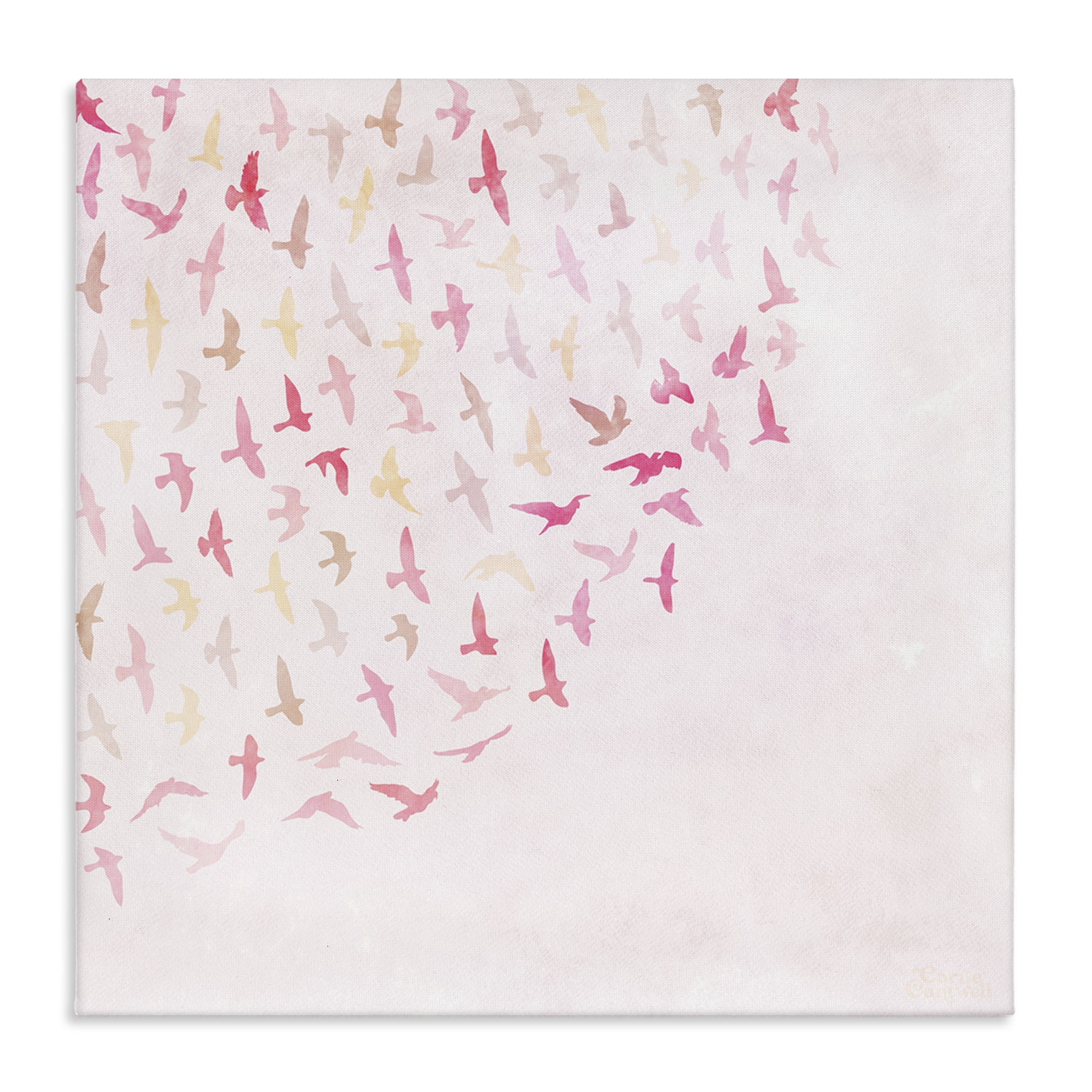 Stupell Industries Fluttering Pink Birds Animals & Insects Painting Gallery Wrapped Canvas Art Print Wall Art, 24 x 24