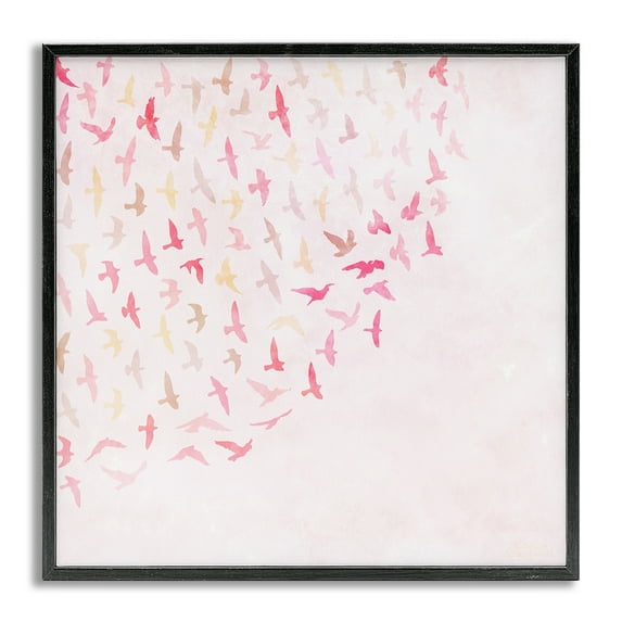 Stupell Industries Fluttering Pink Birds Animals & Insects Painting Gray Framed Art Print Wall Art, 17 x 17