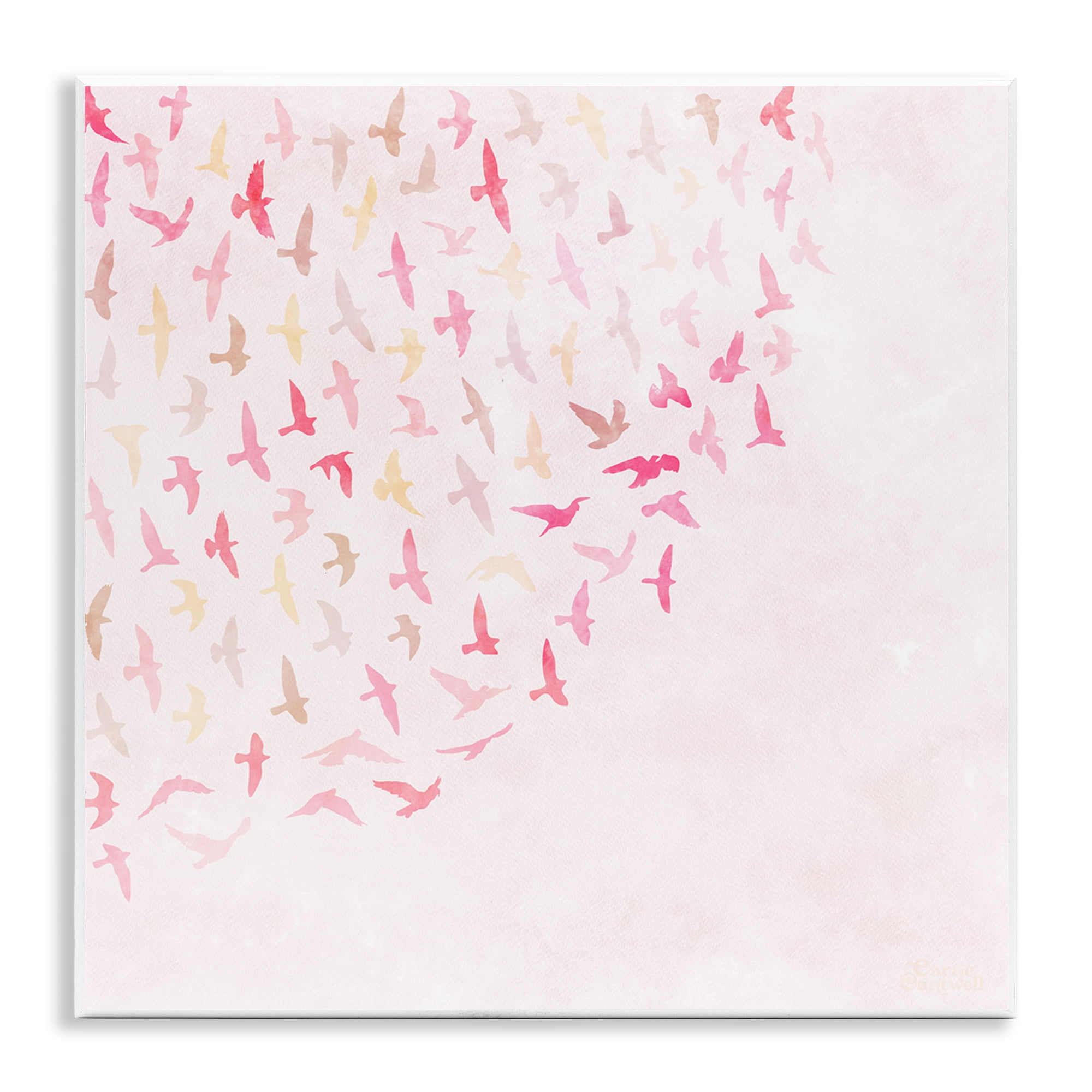 Stupell Industries Fluttering Pink Birds Animals & Insects Painting Unframed Art Print Wall Art, 12 x 12