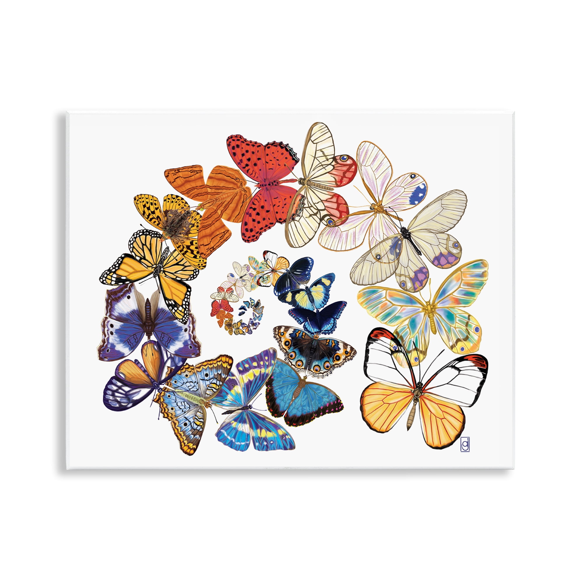 Stupell Industries Fly Away Butterflies Animals Painting Unframed Art Print Wall Art, 14 x 11