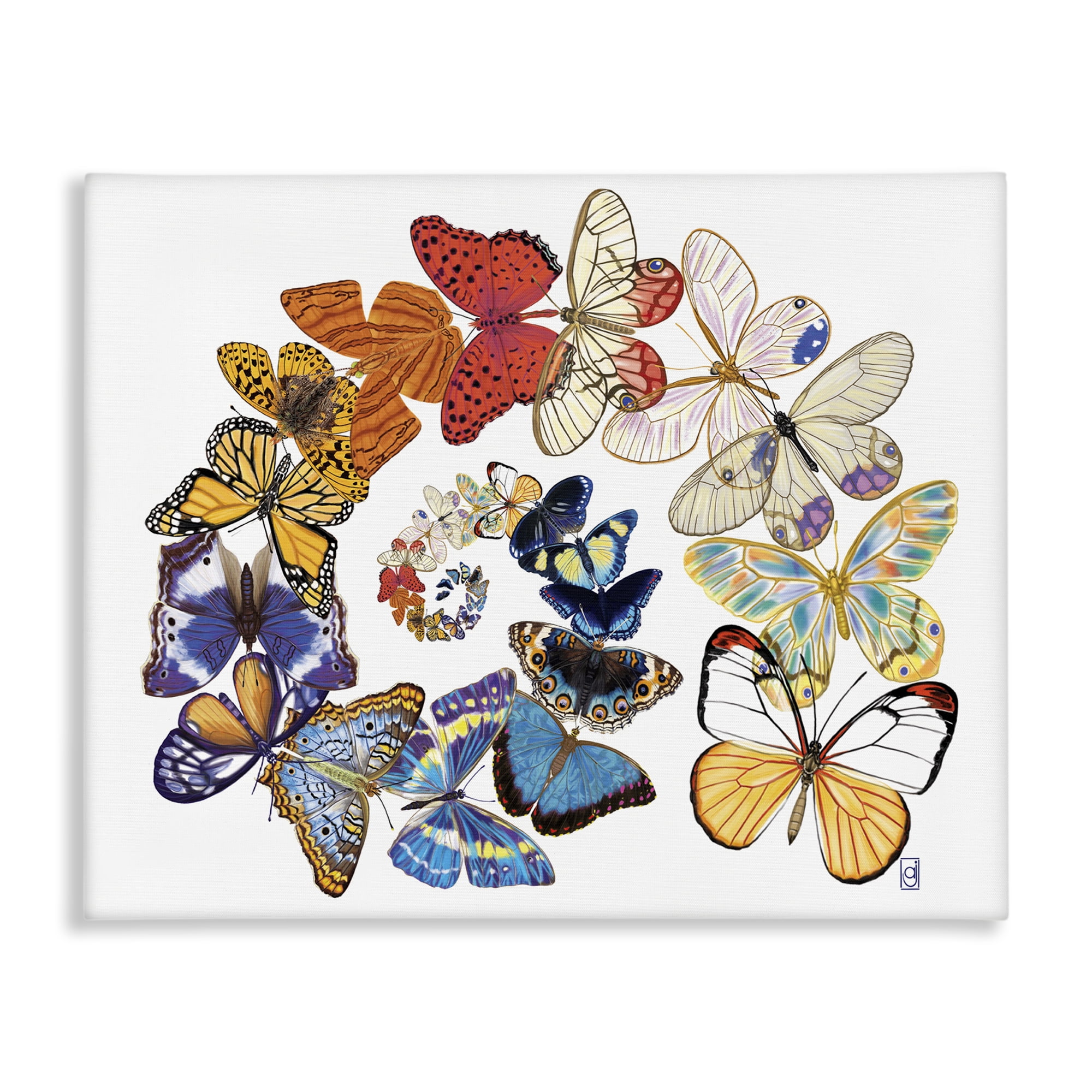 Stupell Industries Fly Away Butterflies Animals Painting Wrapped Canvas Art Print Wall Art, 48 x 36