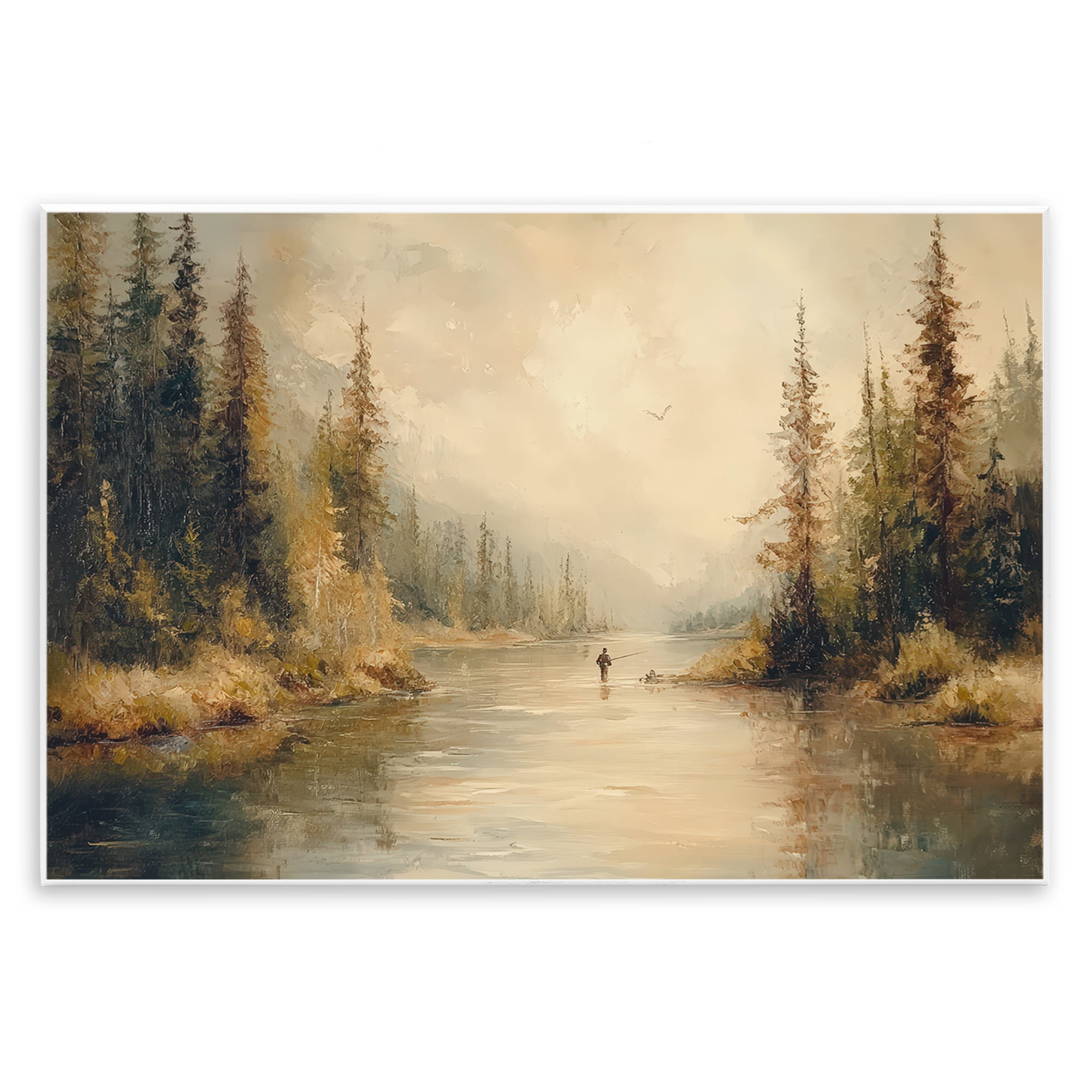 Stupell Industries Fly Fisher at Misty River Wall Plaque Art, design by Petal Prints Design