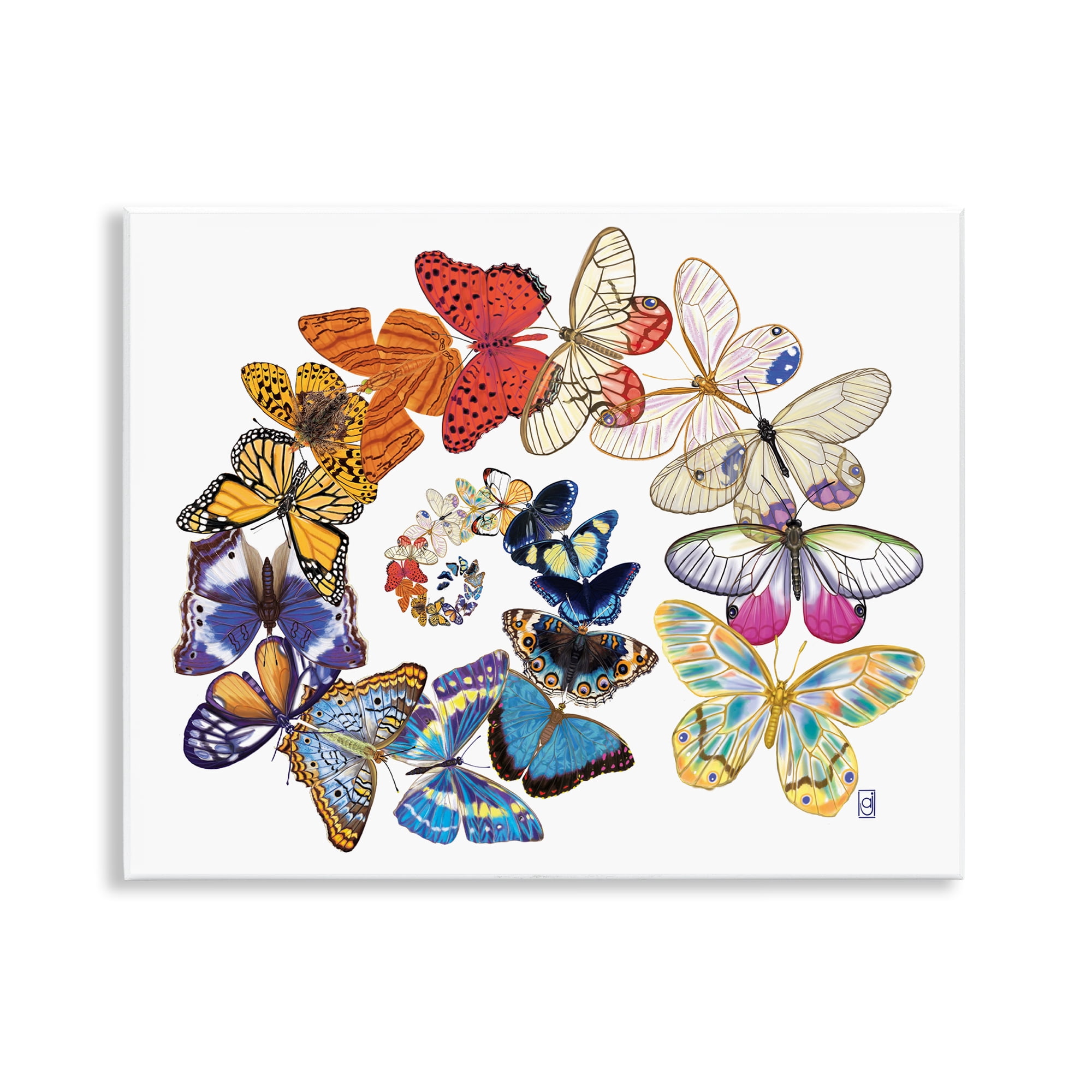 Stupell Industries Flying Butterfly Spiral Animals Painting Unframed Art Print Wall Art, 14 x 11