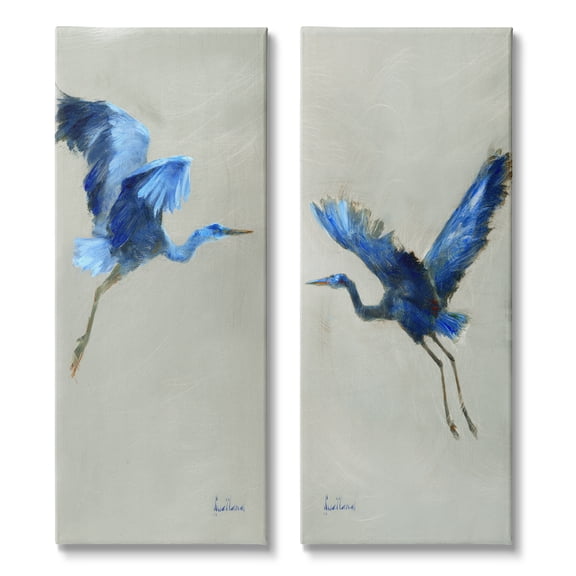 Stupell Industries Flying Cranes Abstract Birds Expressive Blue Animal Flight, 10 x 24, Design by Katie Swatland