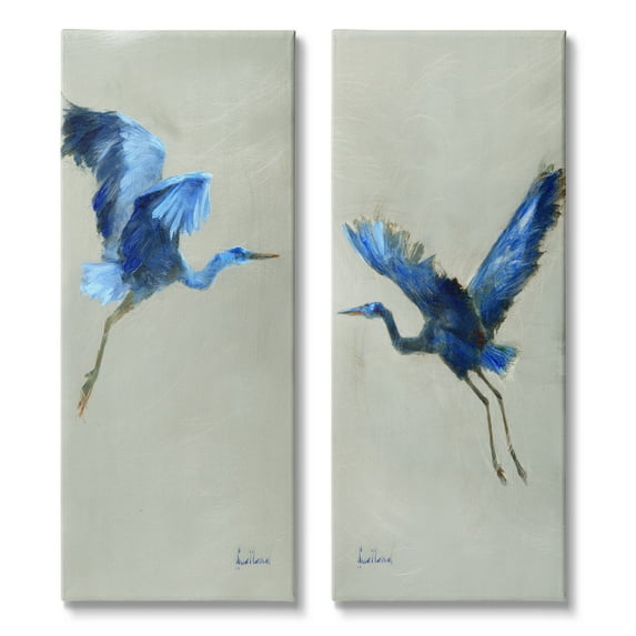Stupell Industries Flying Cranes Abstract Birds Expressive Blue Animal Flight, 13 x 30, Design by Katie Swatland