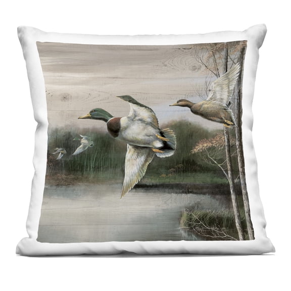 Stupell Industries Flying Ducks in Rustic Nature Design by Ruane Manning Throw Pillow