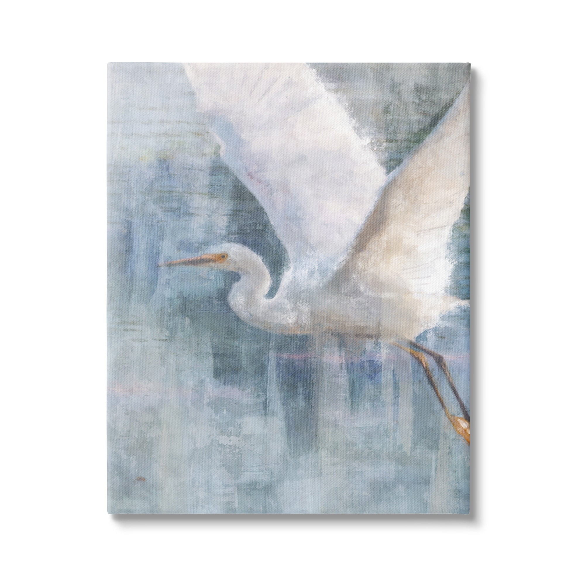Stupell Industries Flying Egret Coastal Abstraction Coastal Painting Gallery Wrapped Canvas Print Wall Art