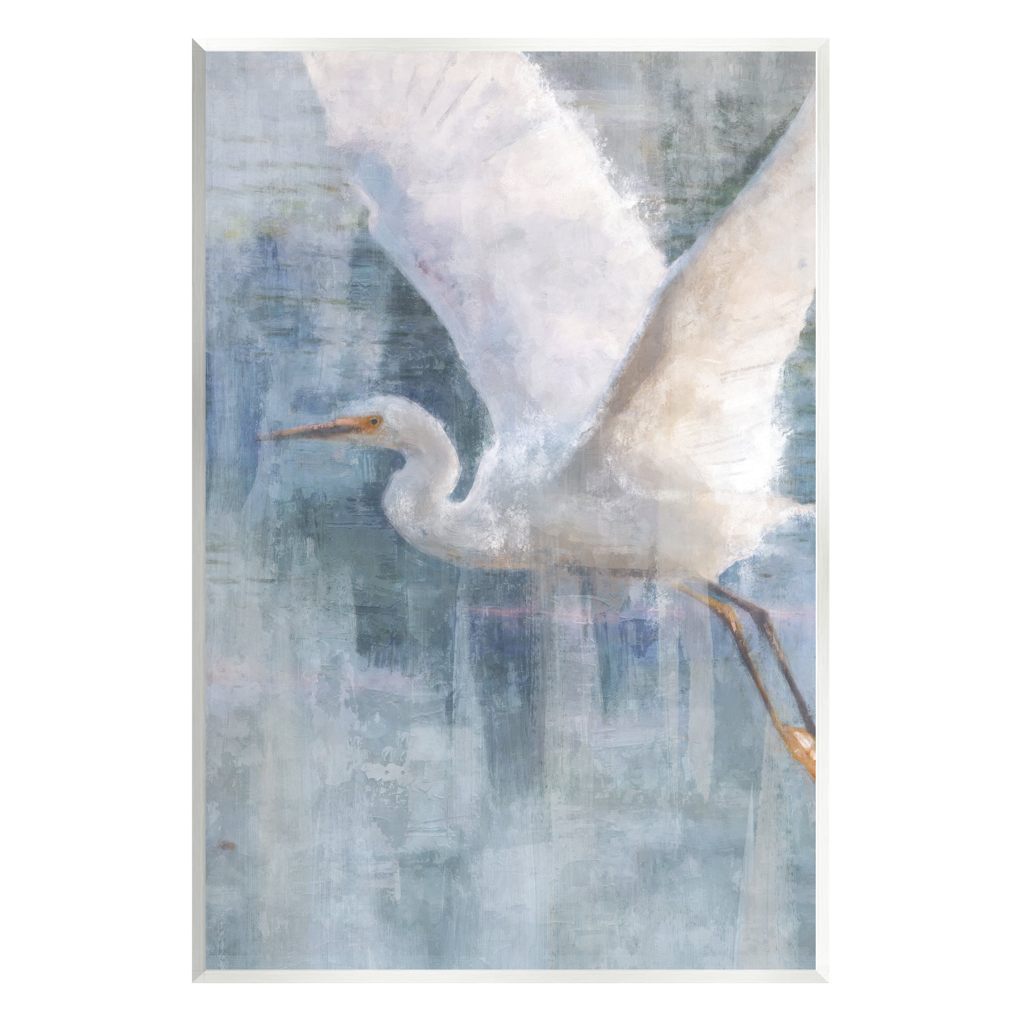 Stupell Industries Flying Egret Coastal Abstraction Coastal Painting Unframed Art Print Wall Art