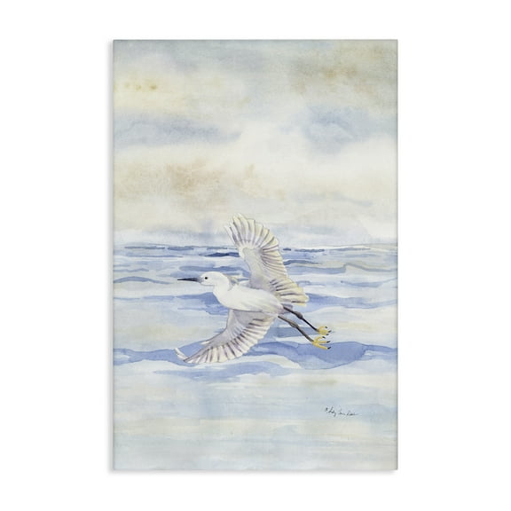 Stupell Industries Flying Heron Over Water Landscape Painting Gallery Wrapped Canvas Art Print Wall Art, 16 x 24