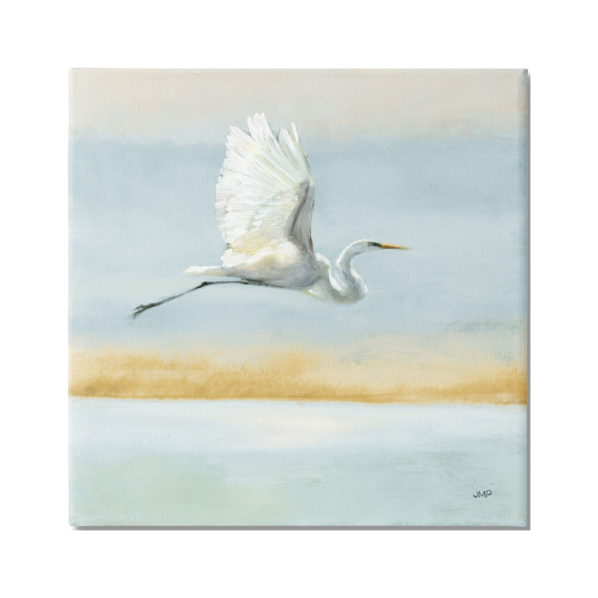 Stupell Industries Flying Heron Painting Animals & Insects Painting Gallery Wrapped Canvas Print Wall Art, 30 x 30