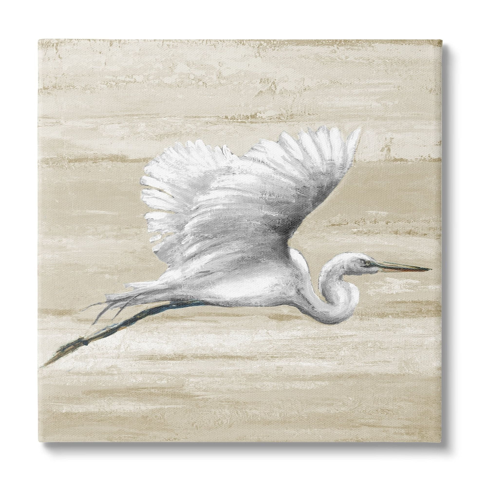 Stupell Industries Flying Heron Sand Textured Background Natural Tones,24 x 24, Design by Patricia Pinto