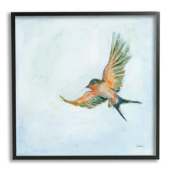 Stupell Industries Flying Hummingbird Painting Animals & Insects Painting Black Framed Art Print Wall Art, 12 x 12