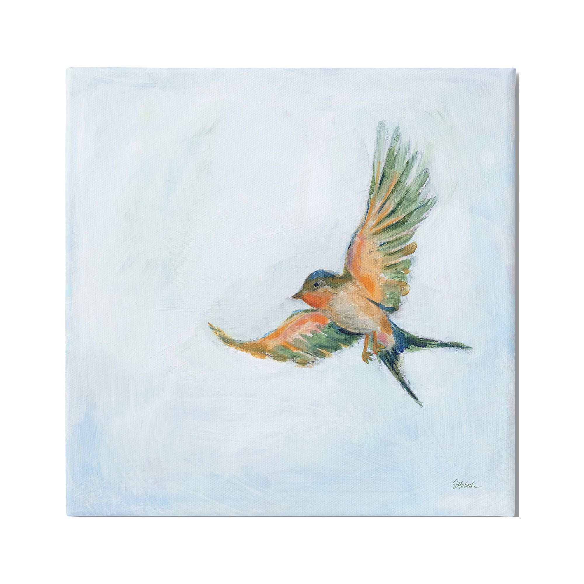 Stupell Industries Flying Hummingbird Painting Animals & Insects Painting Gallery Wrapped Canvas Print Wall Art, 17 x 17