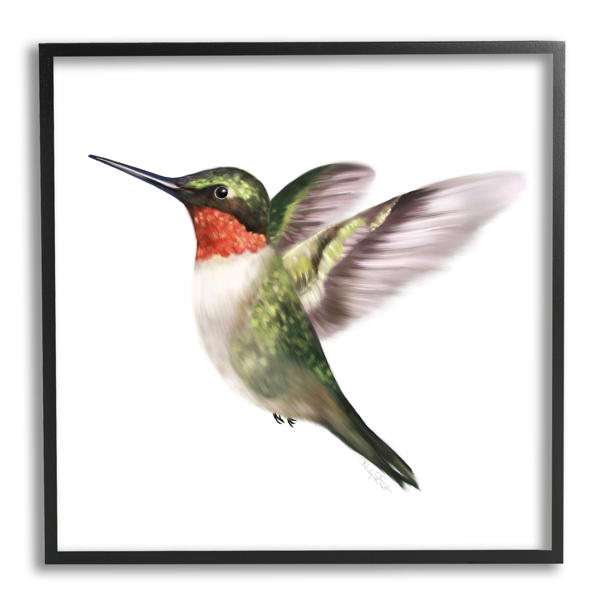 Stupell Industries Flying Hummingbird Wings Hovering Casual Painting Graphic Art Black Framed Art Print Wall Art, Design by Studio Q