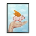 thumbnail image 1 of Stupell Industries Flying Pig in Palm Wings Fluffy Clouds Illustration Paintings Black Framed Art Print Wall Art, 11x14, by Coco de Paris, 1 of 5