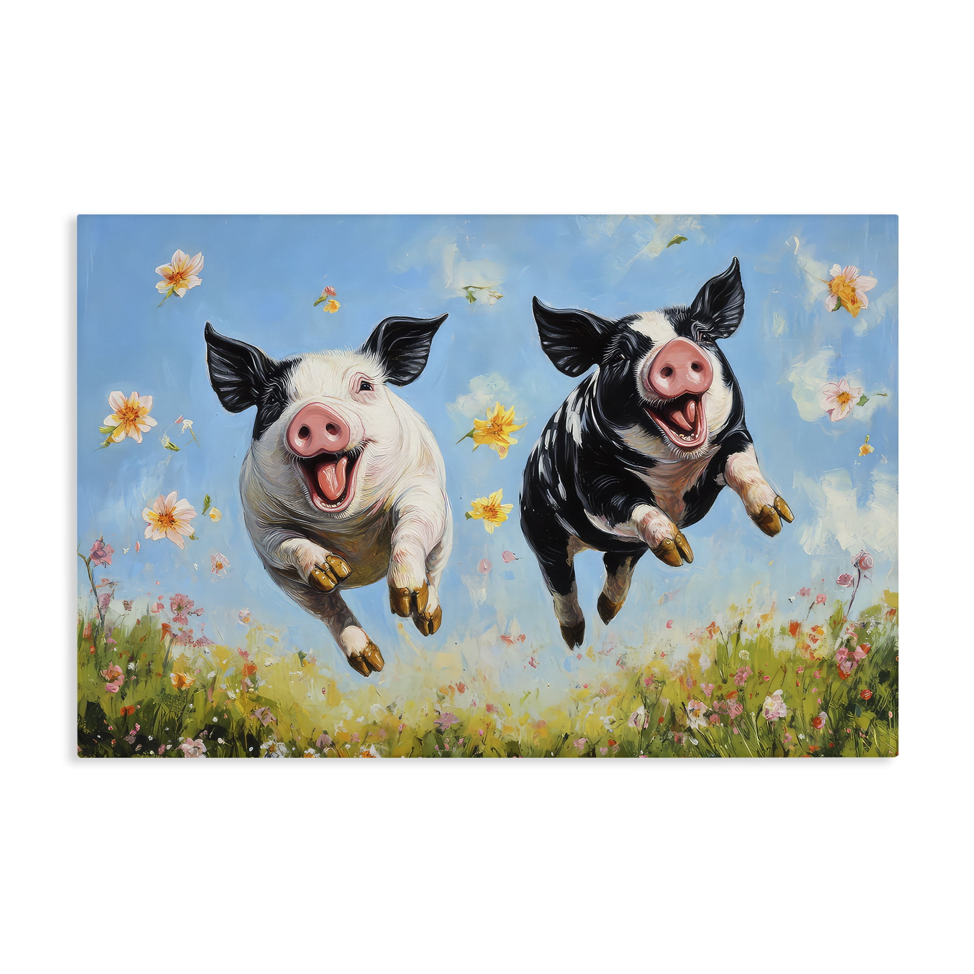 Stupell Industries Flying Pigs & Flowers Canvas Wall Art, design by The Wands Want