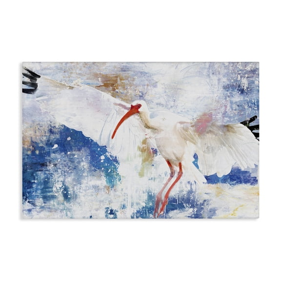 Stupell Industries Flying Stork Bird Animals Painting Wrapped Canvas Art Print Wall Art, 24 x 16