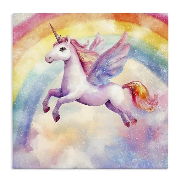 Stupell Industries Flying Unicorn In Rainbow Sky Canvas Wall Art, design by Creative Studio