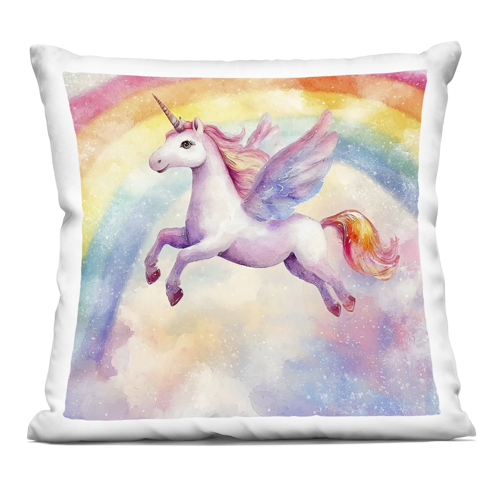 Stupell Industries Flying Unicorn In Rainbow Sky Decorative Printed Throw Pillow, design by Creative Studio