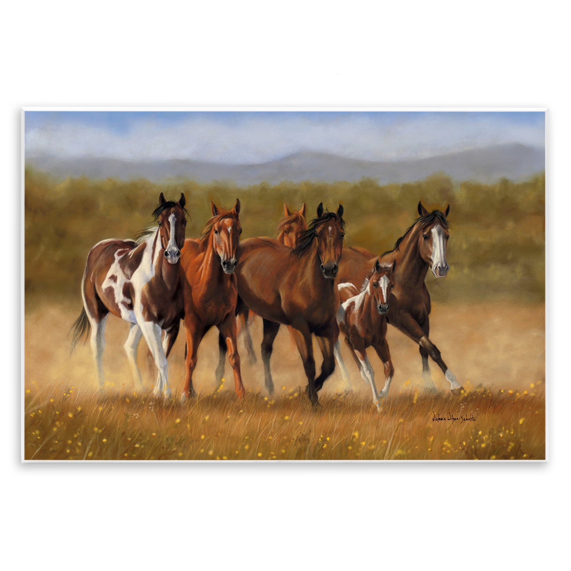 Stupell Industries Foal's First Run Animals & Insects Painting Unframed Art Print Wall Art, 15 x 10