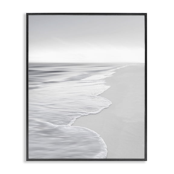 Stupell Industries Foamy Beach Coast Landscape & Nature Photography Black Framed Art Print Wall Art, 11 x 14