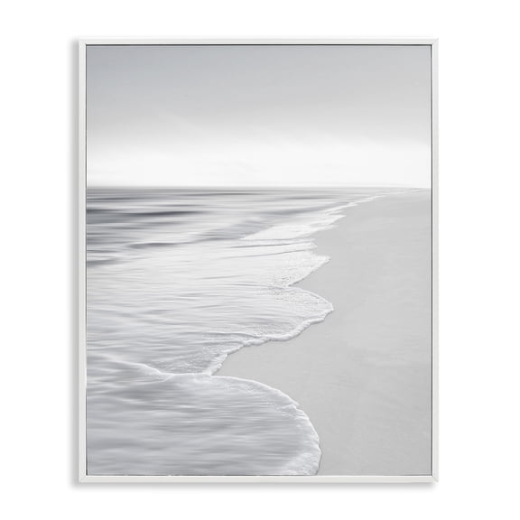 Stupell Industries Foamy Beach Coast Landscape & Nature Photography White Framed Art Print Wall Art, 16 x 20