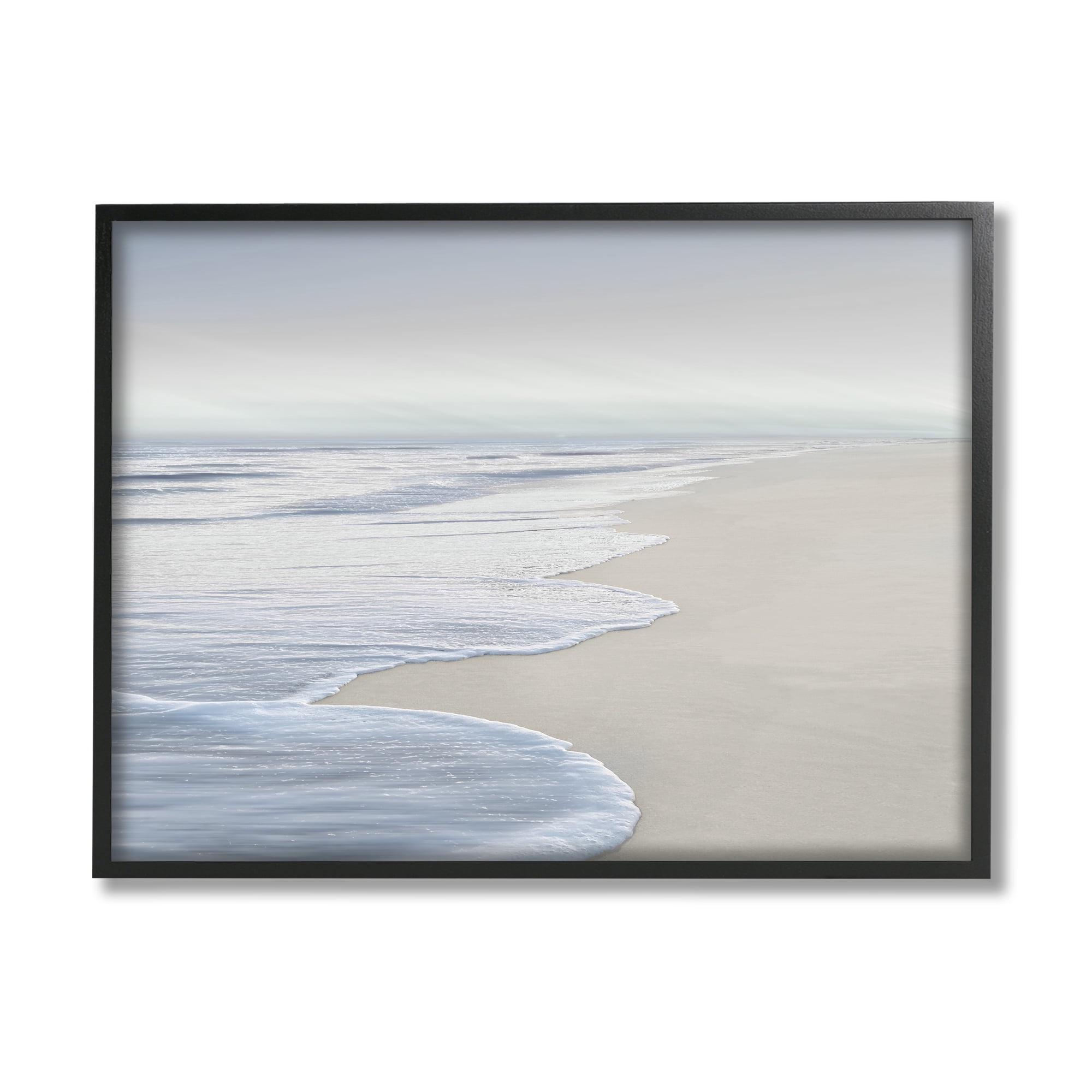 Stupell Industries Foamy Beach Waves Nature Photography Black Framed Art Print Wall Art, 20 x 16