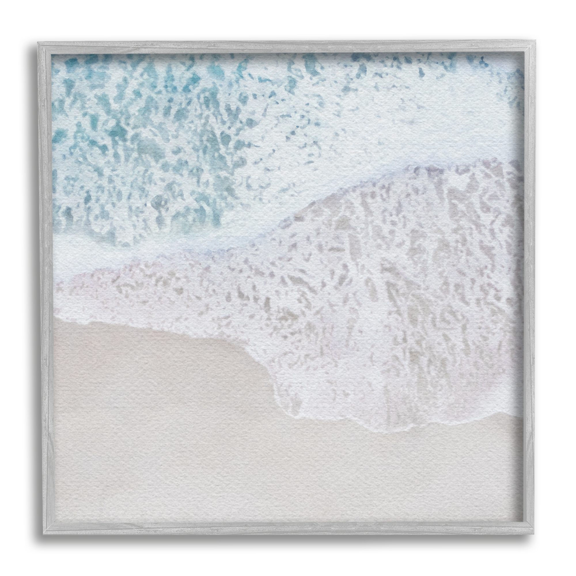 Stupell Industries Foamy Ocean Waves Nature Photography Gray Framed Art Print Wall Art, 12 x 12