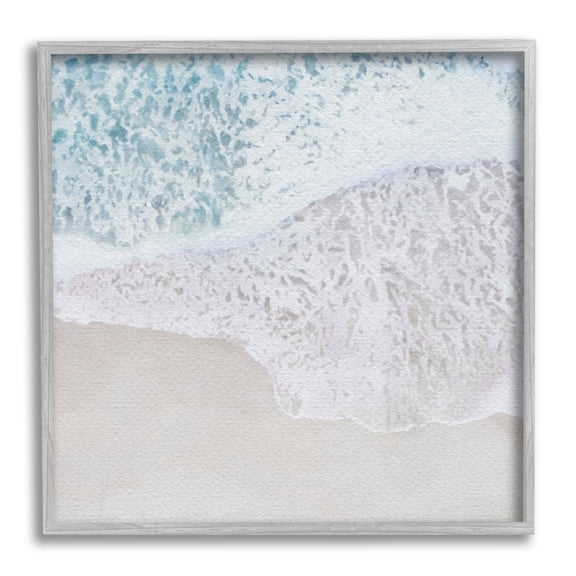 Stupell Industries Foamy Ocean Waves Nature Photography Gray Framed Art Print Wall Art, 17 x 17