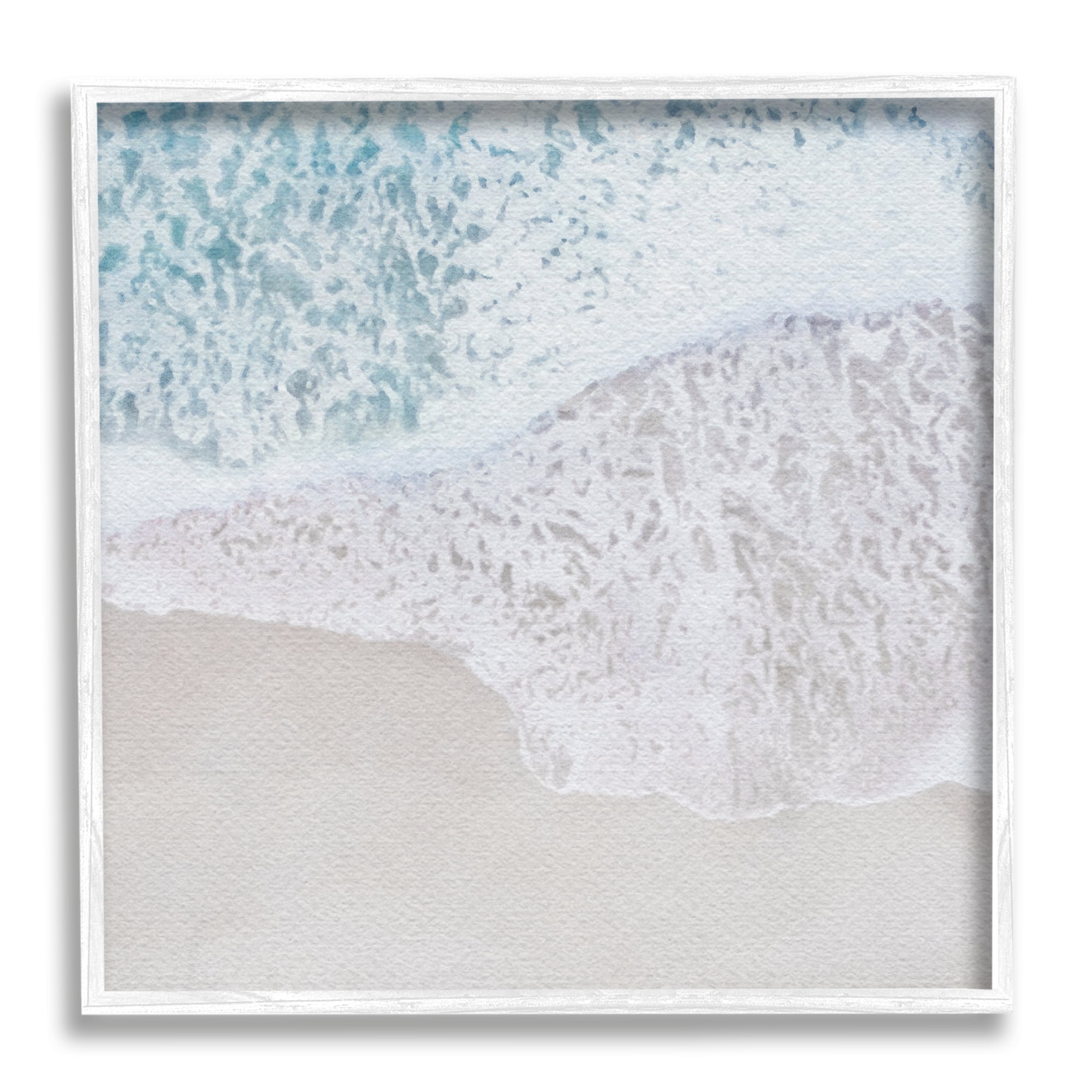 Stupell Industries Foamy Ocean Waves Nature Photography White Framed Art Print Wall Art, 17 x 17