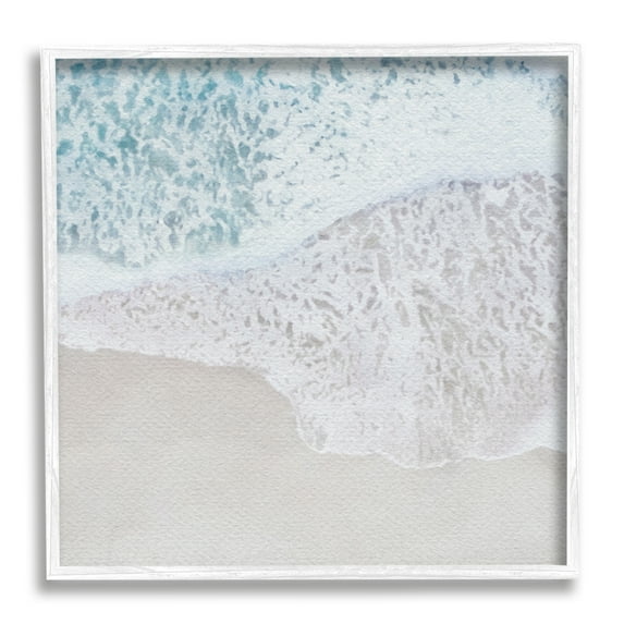 Stupell Industries Foamy Ocean Waves Nature Photography White Framed Art Print Wall Art, 24 x 24