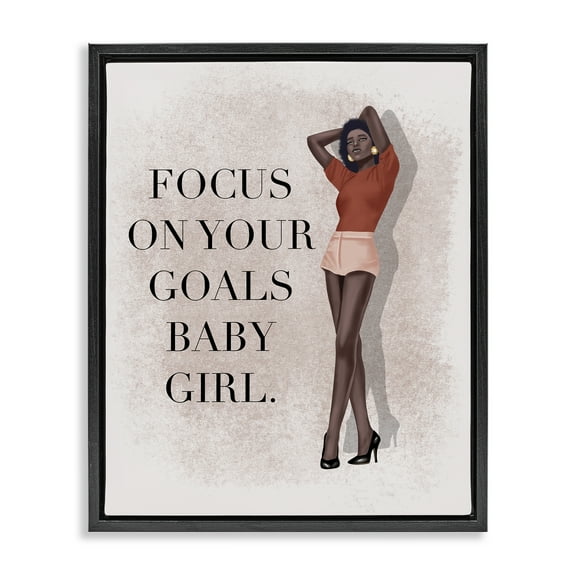 Stupell Industries Focus On Goals Girl People Painting Black Floater Framed Canvas Art Print Wall Art, 17 x 21