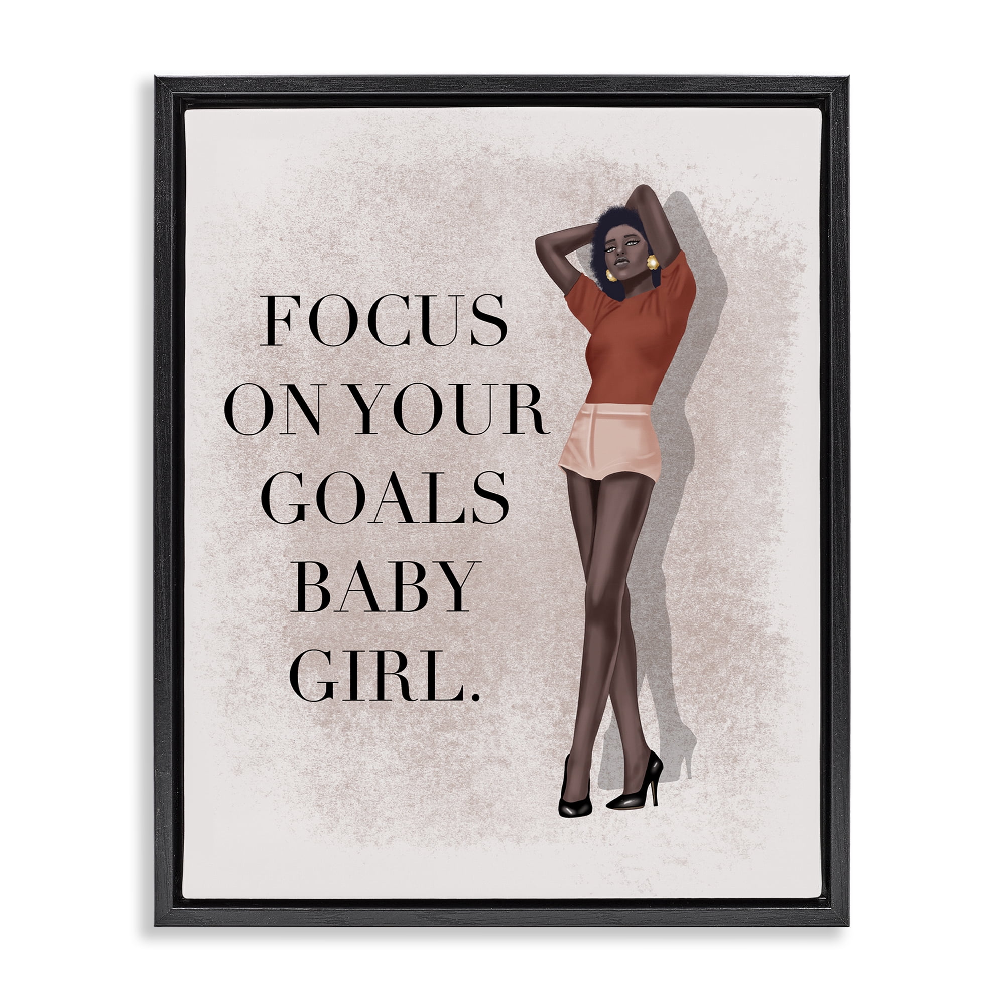 Stupell Industries Focus On Goals Girl People Painting Black Floater Framed Canvas Art Print Wall Art, 25 x 31