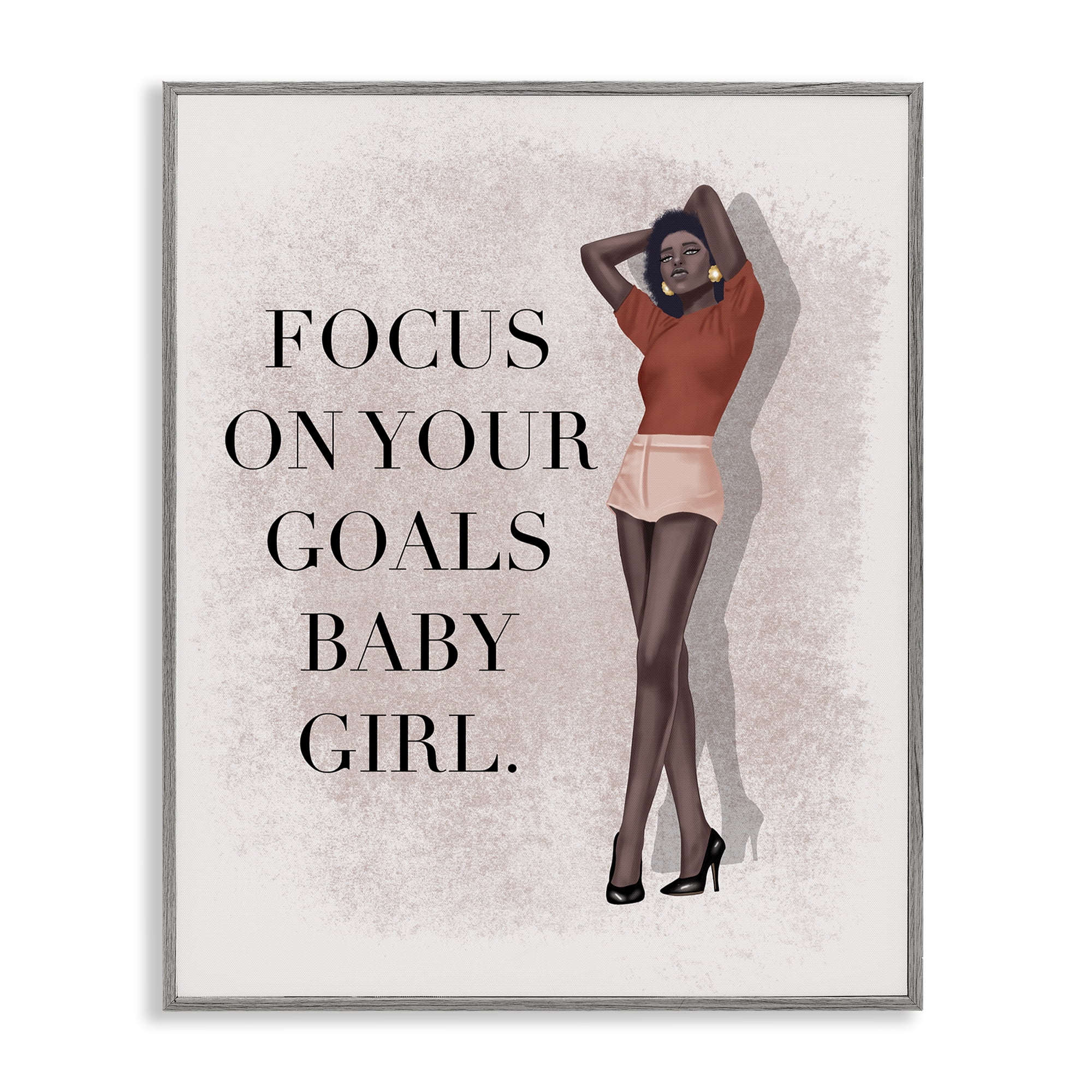 Stupell Industries Focus On Goals Girl People Painting Gray Framed Art Print Wall Art, 11 x 14
