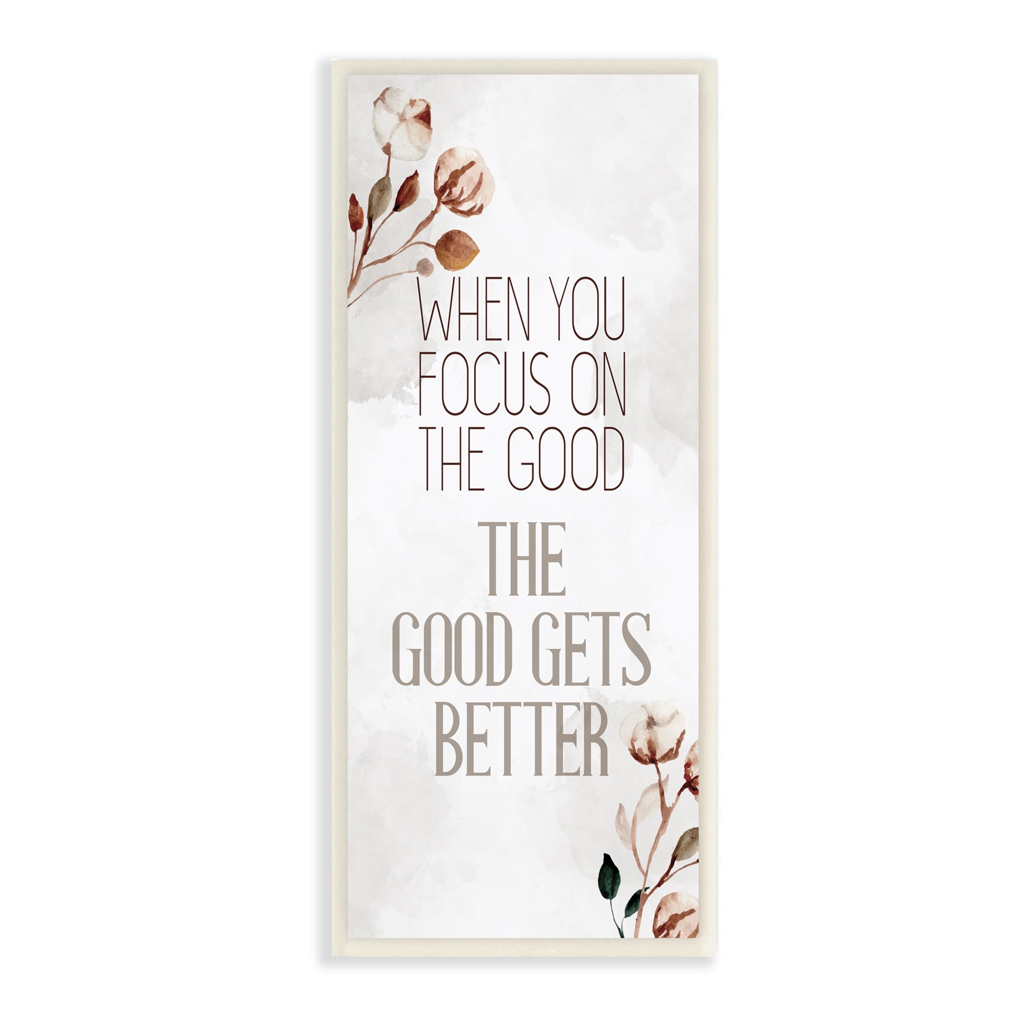 Stupell Industries Focus on the Good Phrase Soft Country Cotton Florals, 7 x 17, Designed by Kim Allen