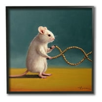 Stupell Industries Focused Exercising Mouse Animals & Insects Painting Black Framed Art Print Wall Art, 12 x 12