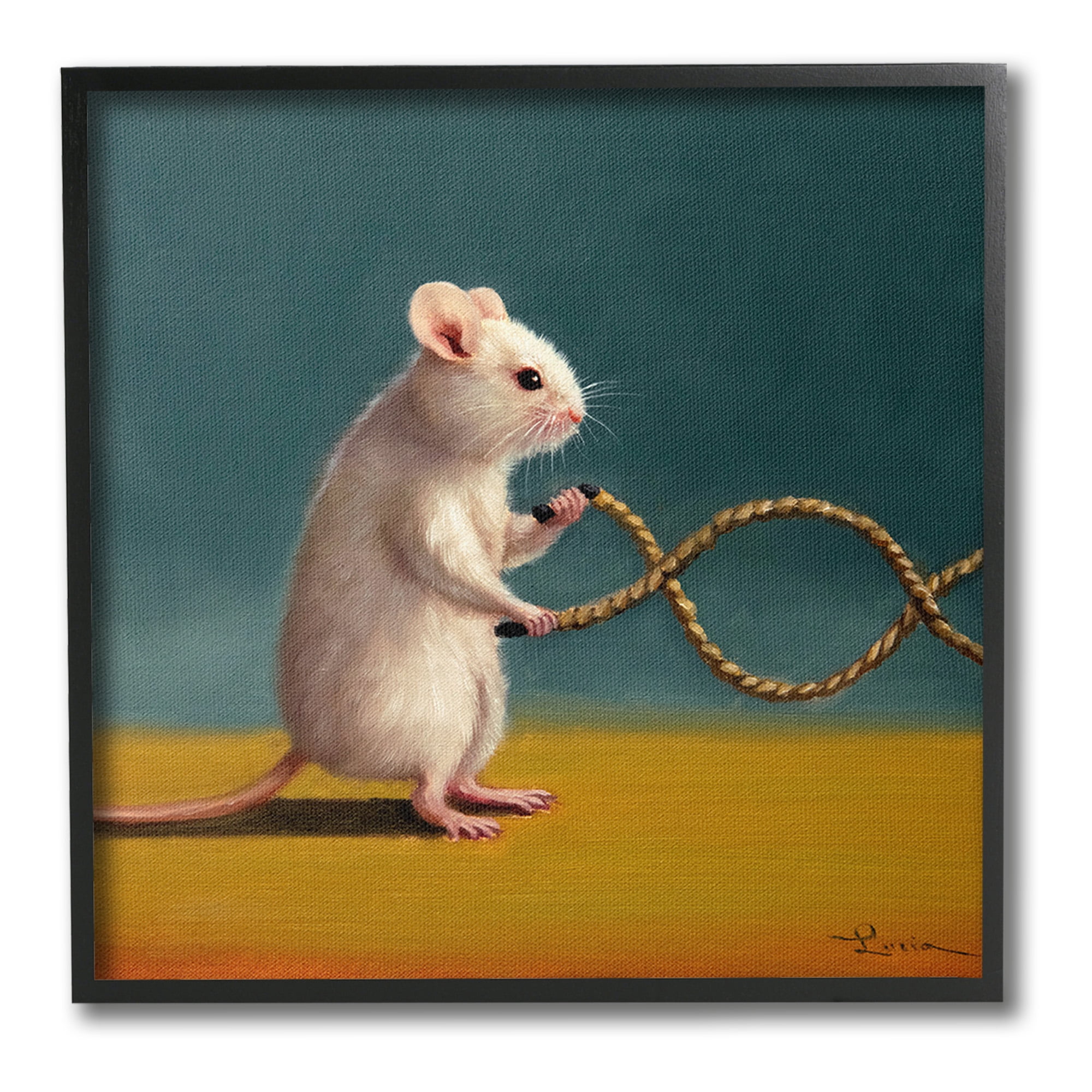 Stupell Industries Focused Exercising Mouse Animals & Insects Painting Black Framed Art Print Wall Art, 17 x 17