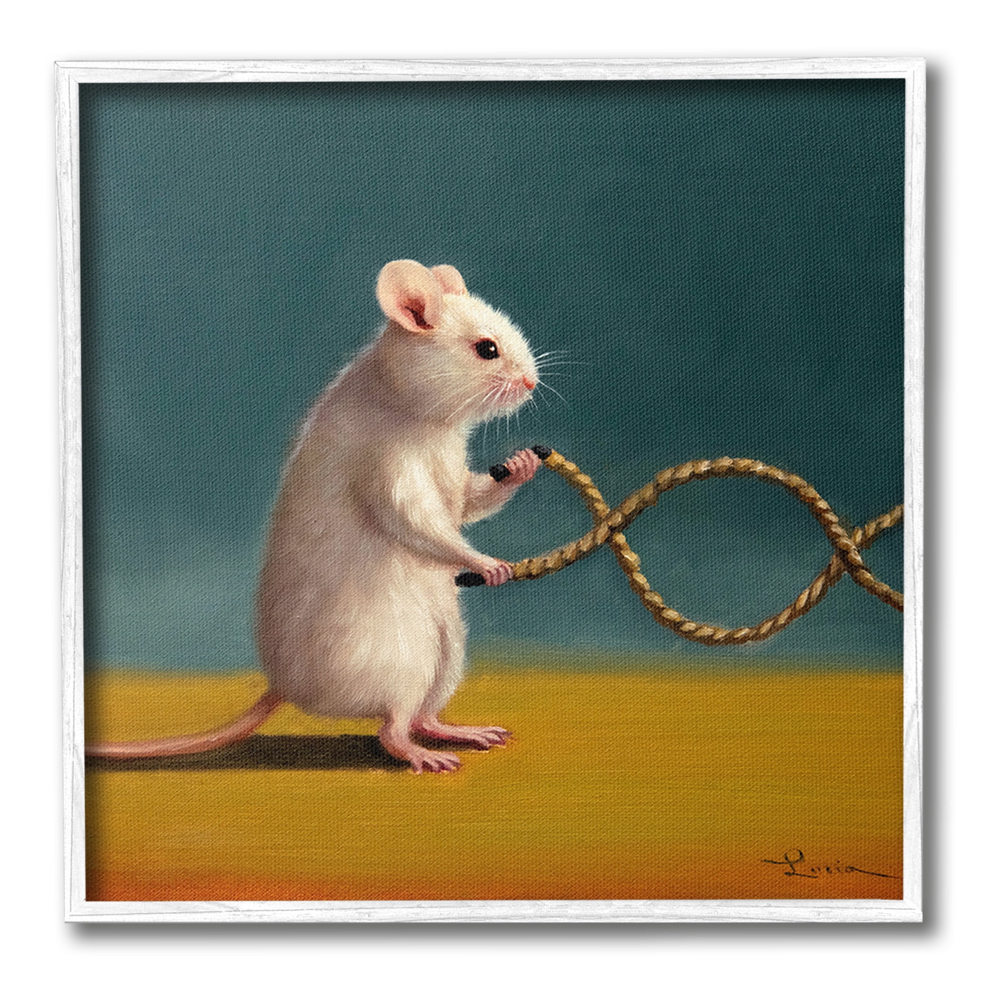 Stupell Industries Focused Exercising Mouse Animals & Insects Painting White Framed Art Print Wall Art, 24 x 24