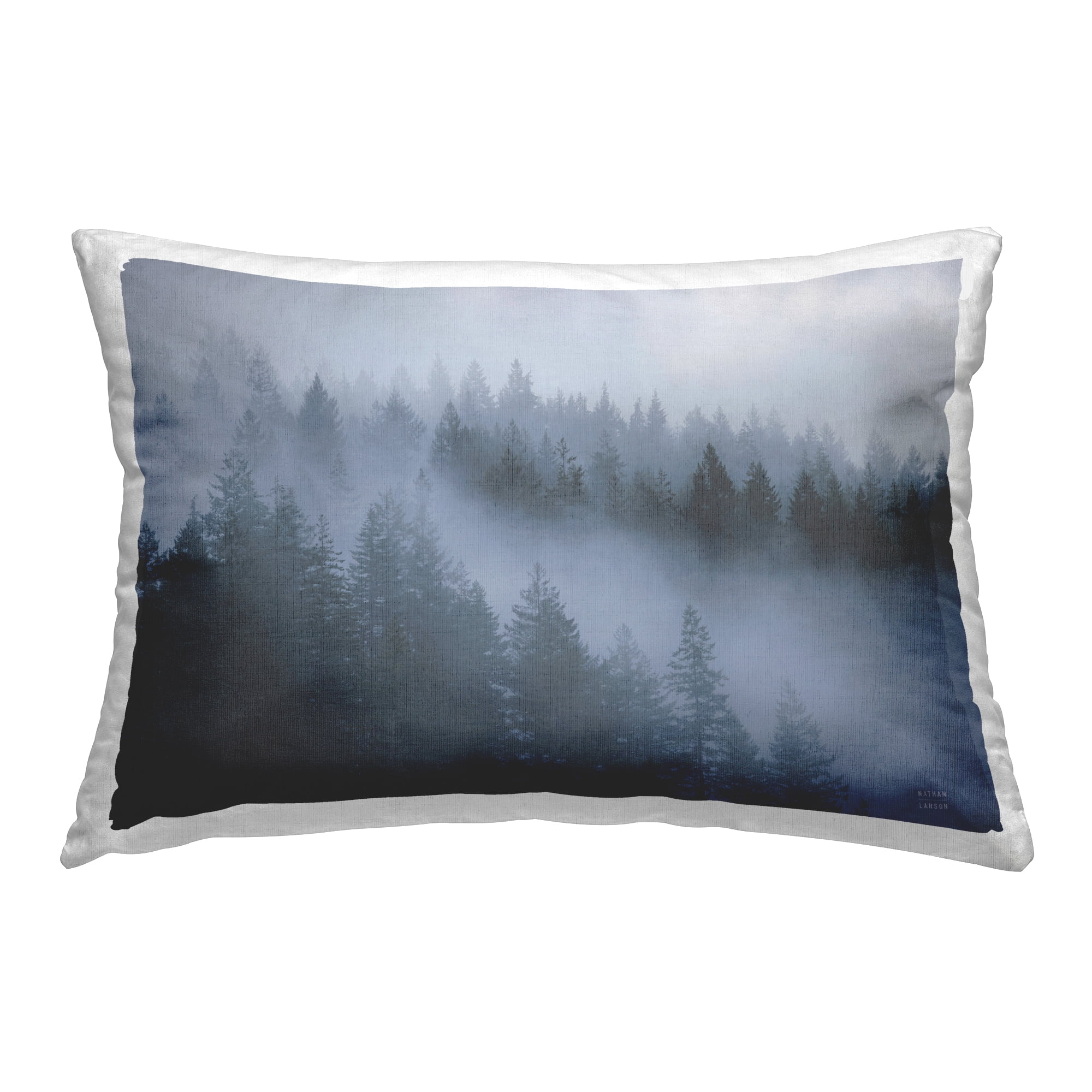 Stupell Industries Fog Filled Trees Landscape Decorative Printed Throw Pillow Design by Nathan Larson.