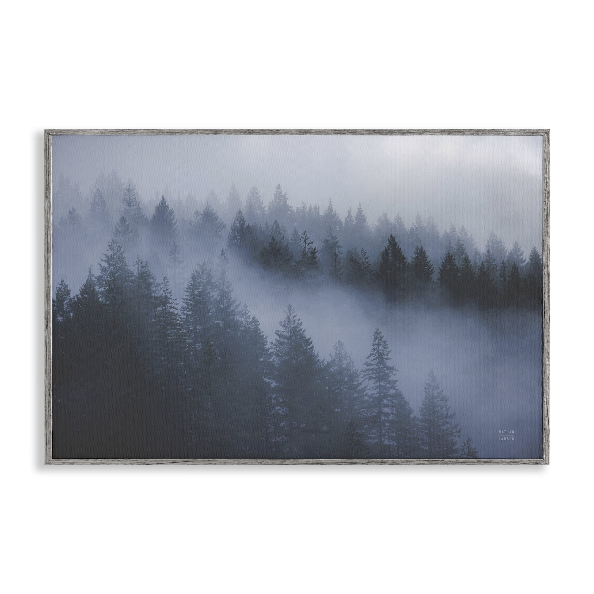 Stupell Industries Fog Filled Trees Landscape Landscape & Nature Photography Gray Framed Art Print Wall Art, 30 x 20